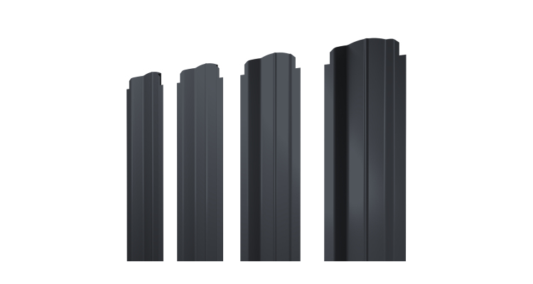 Штакетник П-образный B фигурный 0,4 PE RAL 7024 мокрый асфальт