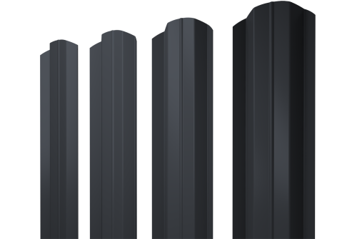 Штакетник М-образный В фигурный 0,45 PE RAL 7024 мокрый асфальт