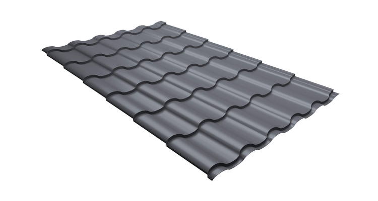 Металлочерепица кредо Grand Line 0.5 Satin RAL 9006 бело-алюминиевый