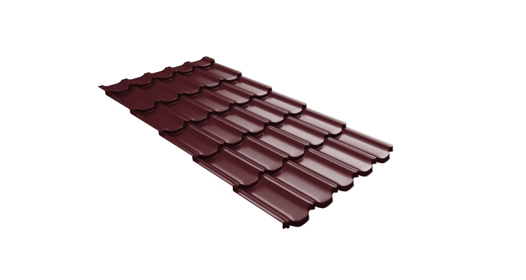 Металлочерепица  квинта плюс Grand Line c 3D резом 0,45 Drap TX RAL 3005 красное вино