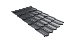 Металлочерепица  квинта плюс Grand Line c 3D резом 0,45 Drap-double TX RAL 7024 мокрый асфальт