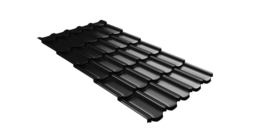 Металлочерепица  квинта плюс Grand Line c 3D резом 0,5 Drap RAL 9005 черный