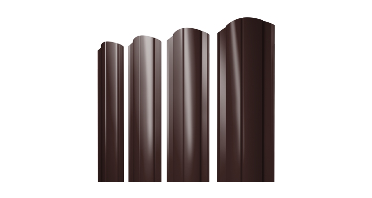 Штакетник Круглый фигурный 0,5 GreenCoat Pural BT RR 887 шоколадно-коричневый