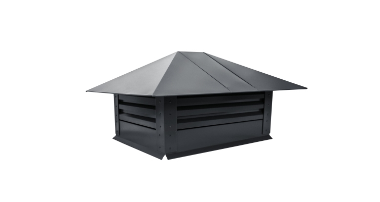 Дымник на трубу с жалюзи 520х390мм 0,45 Drap с пленкой RAL 7024 мокрый асфальт